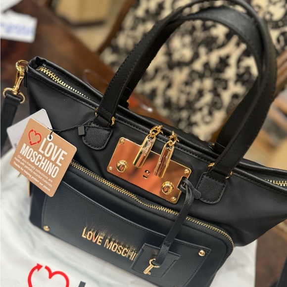 LOVE MOSCHINO BORSA NERO BLACK BAG HANDBAG DESIGNER PURSE NEW - Picture 3 of 10